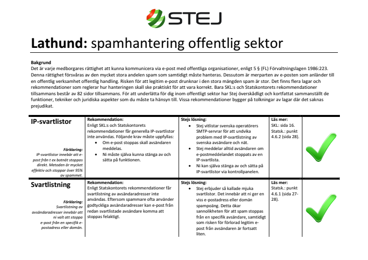 Lathund spamfiltering för offentlig sektor