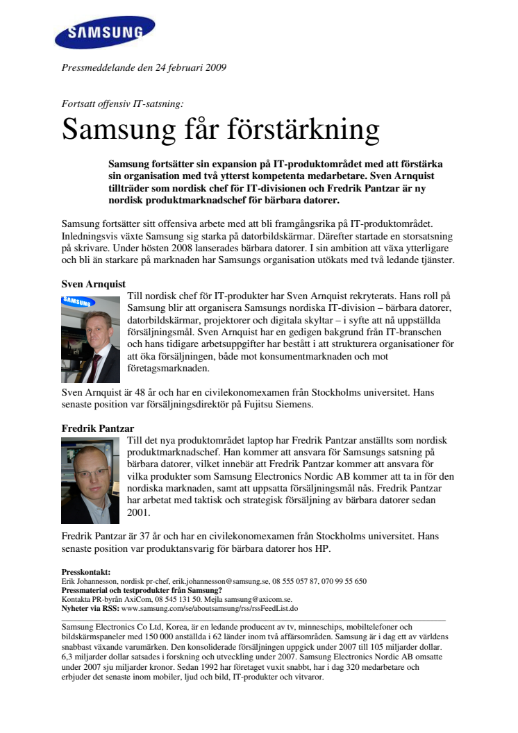 Samsung får förstärkning