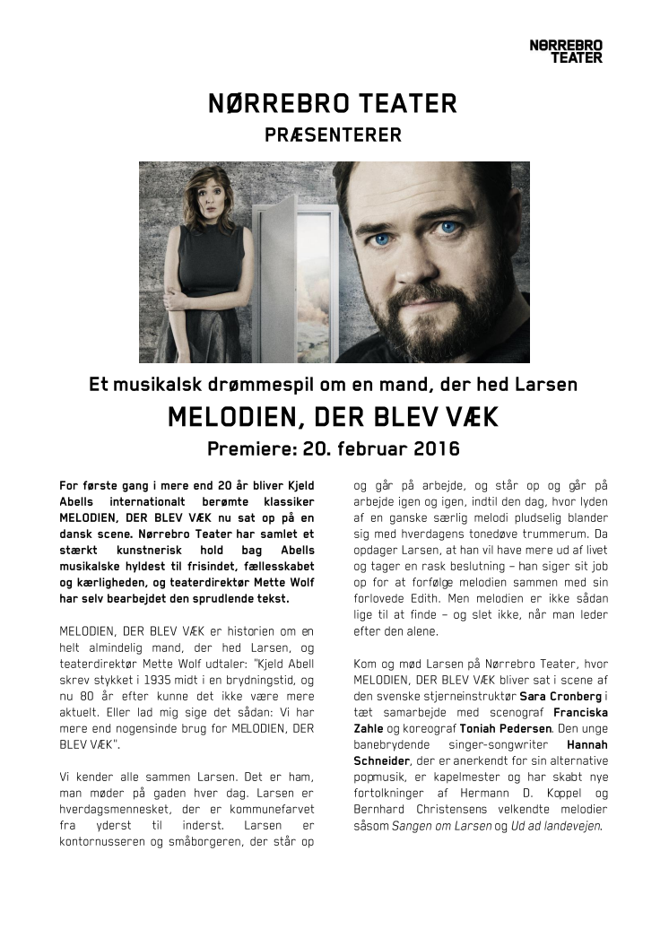 MELODIEN, DER BLEV VÆK på Nørrebro Teater