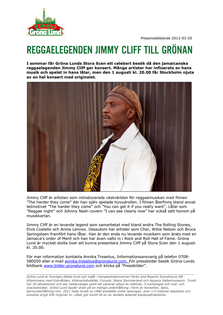 Reggaelegenden Jimmy Cliff till Grönan
