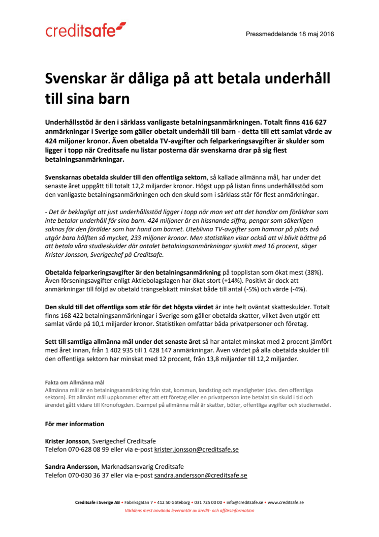 Svenskarna är dåliga på att betala underhåll till sina barn - underhållsstöd den vanligaste anmärkningen!