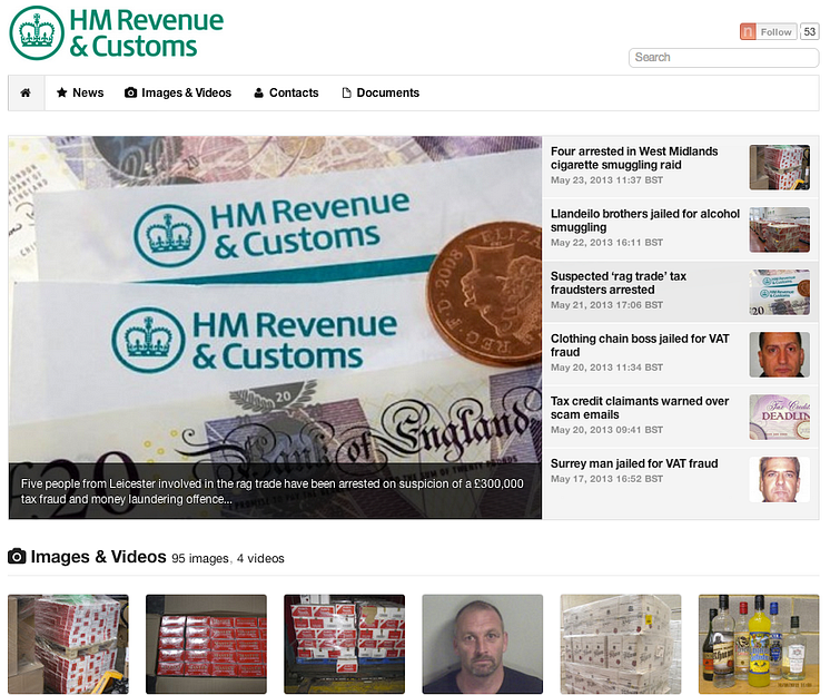 HMRC's Mynewsdesk newsroom 