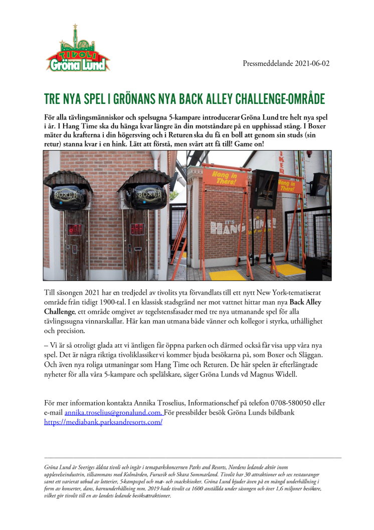 Tre nya spel i Grönans nya Back Alley Challenge-område