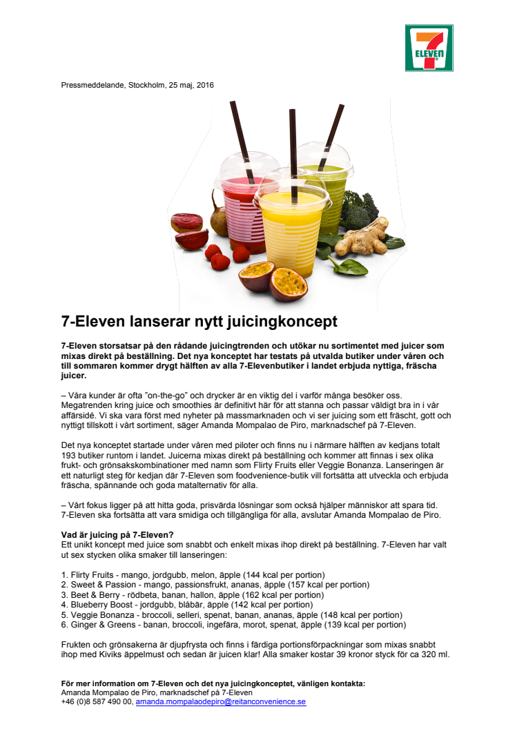 7-Eleven lanserar nytt juicingkoncept