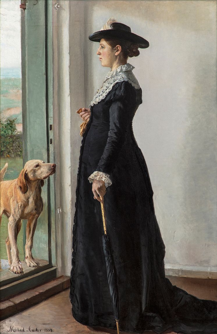 Michael Ancher, Porträtt av min hustru. Målarinnan Anna Ancher, 1884, olja på duk, 183,3 x 119,8. 