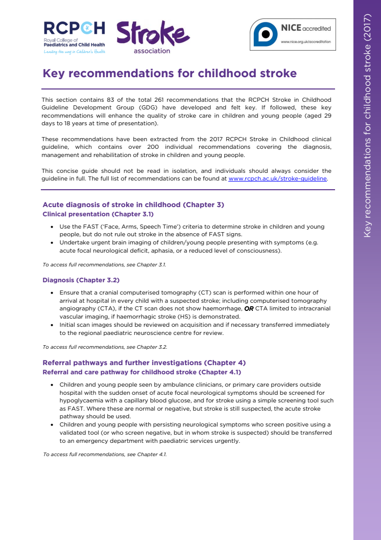 Royal College of Paediatric and Child Health and the Stroke Association launch new childhood stroke guidelines 