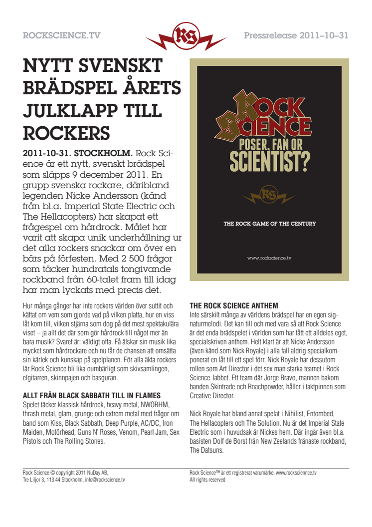 ROCK SCIENCE - nytt svenskt brädspel!