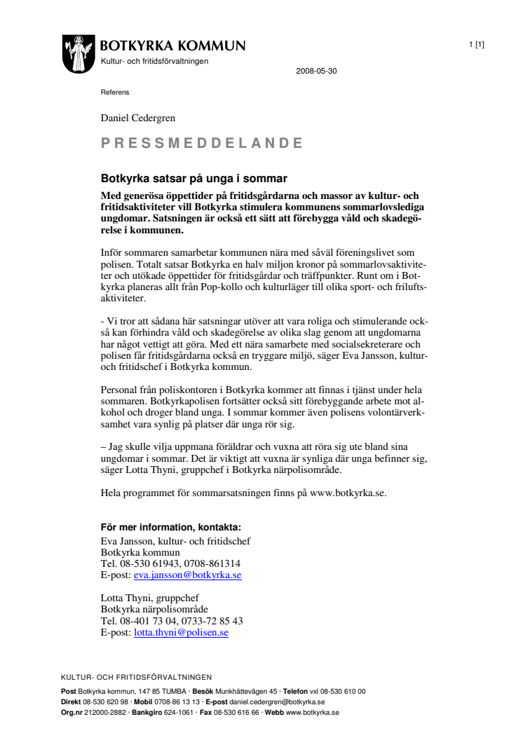 Botkyrka satsar på unga i sommar