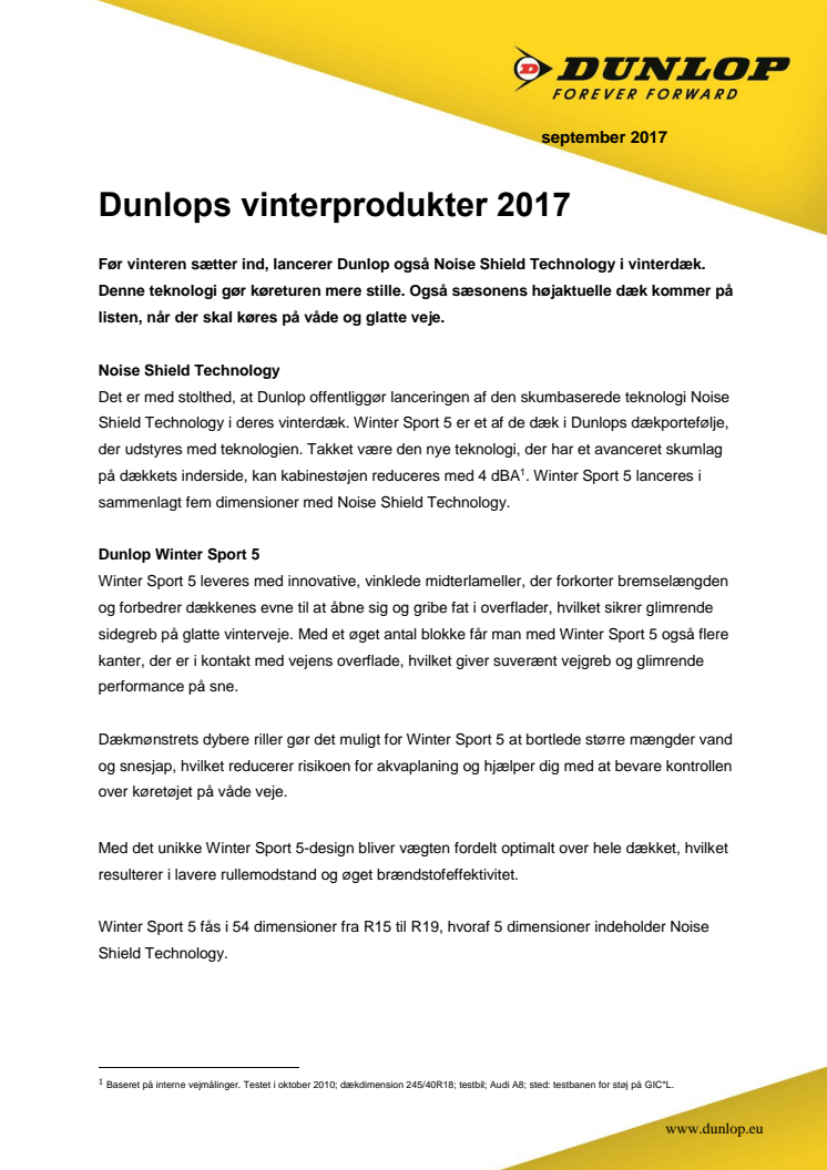 Dunlops vinterprodukter 2017