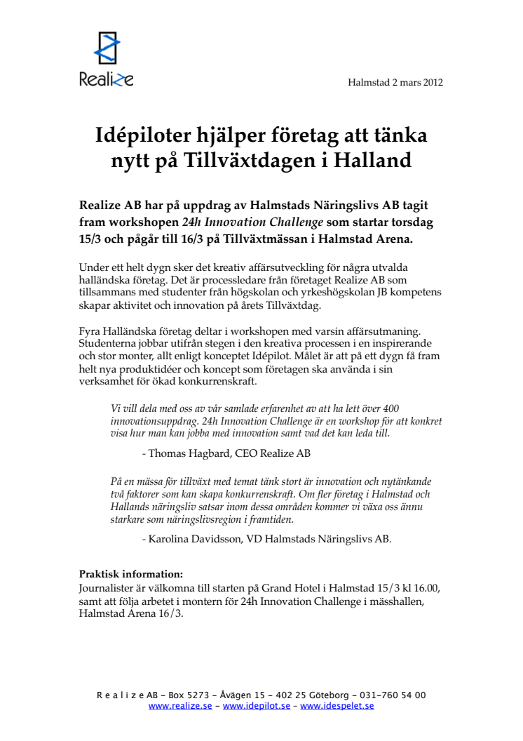 Idépiloter hjälper företag att tänka nytt på Tillväxtdagen i Halland