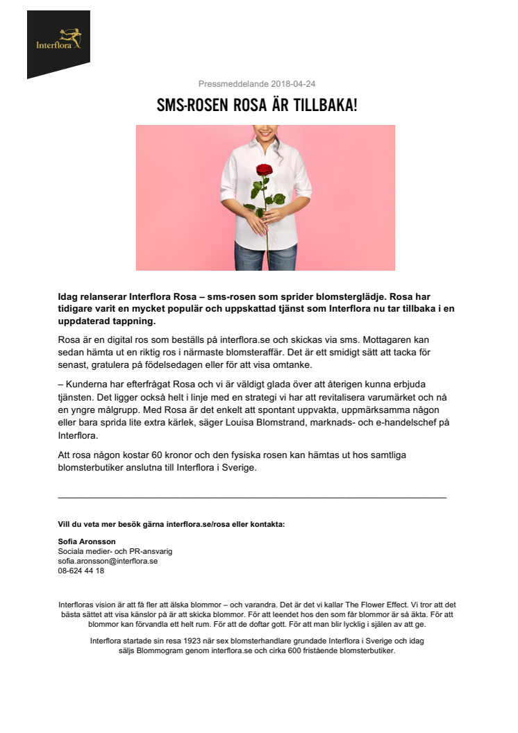 Sms-rosen Rosa är tillbaka!