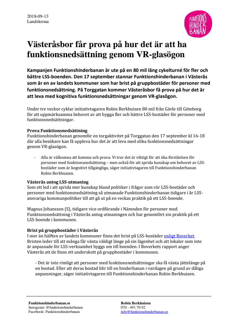 Västeråsbor får prova på hur det är att ha funktionsnedsättning genom VR-glasögon