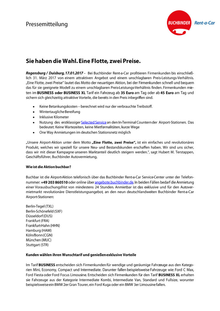 Sie haben die Wahl. Eine Flotte, zwei Preise.