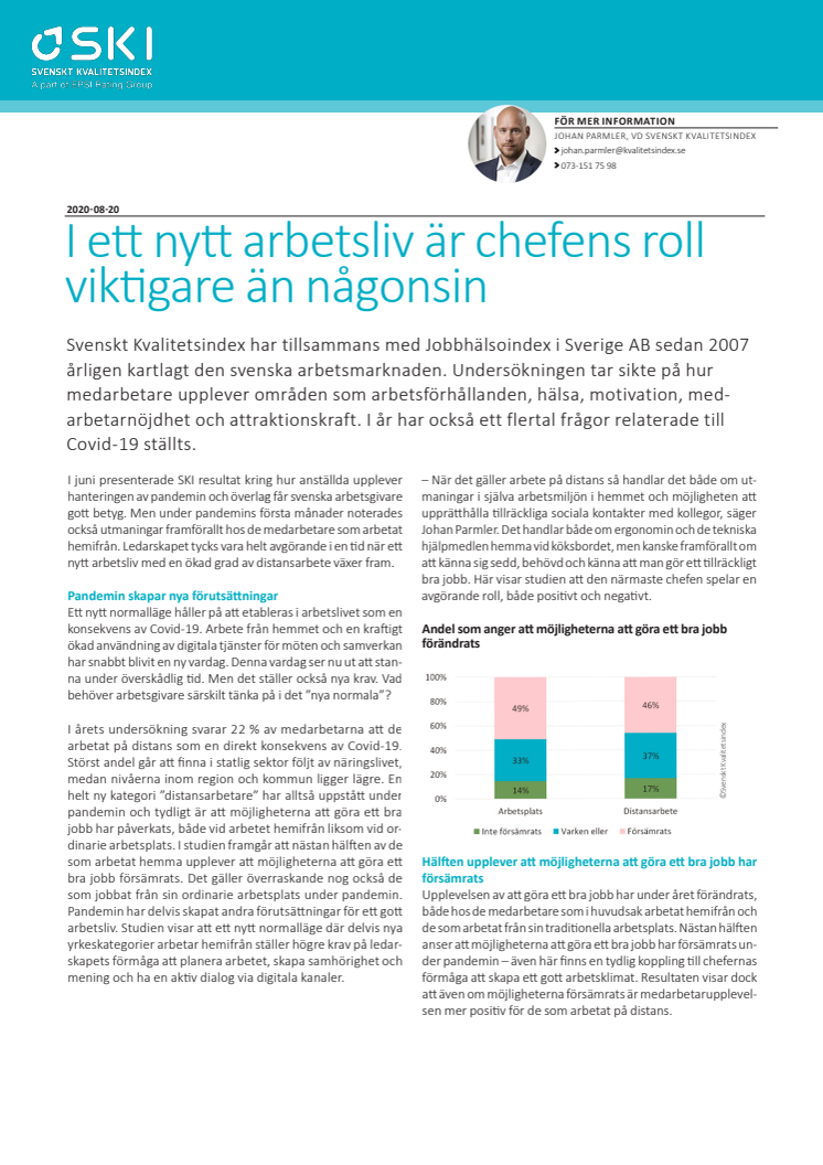 I ett nytt arbetsliv är chefens roll viktigare än någonsin