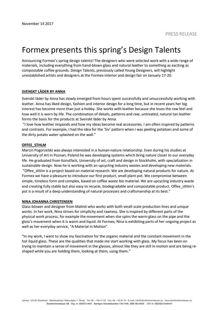 Formex presents this spring’s Design Talents