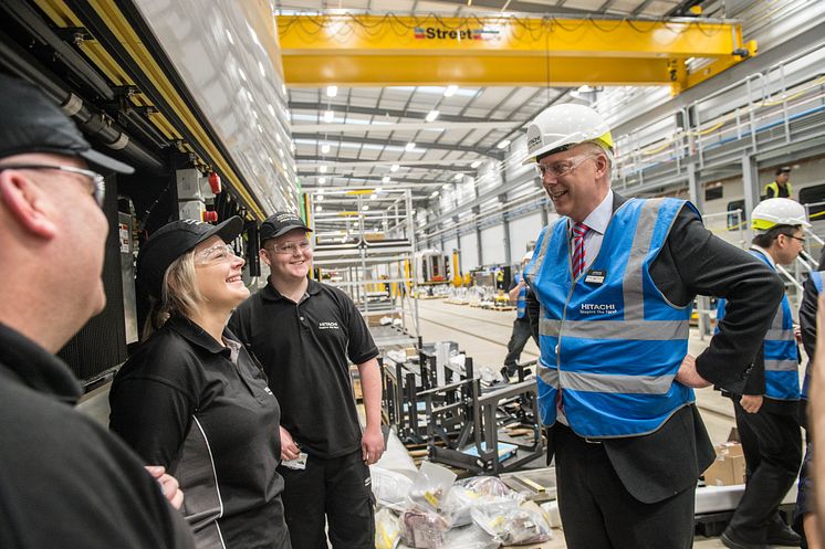 Secretary of State for Transport Chris Grayling MP at Newton Aycliffe talking to apprentices