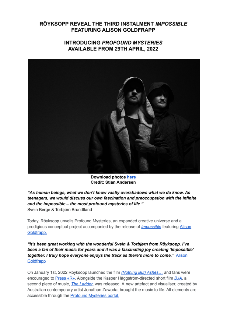 Röyksopp - Profound Mysteries - Impossible - Announce PR.docx(1).pdf