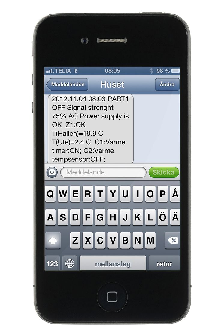 Skärmdump SMS-kommunikation