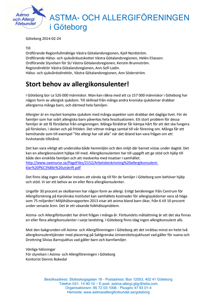 Stort behov av allergikonsulenter i Göteborg