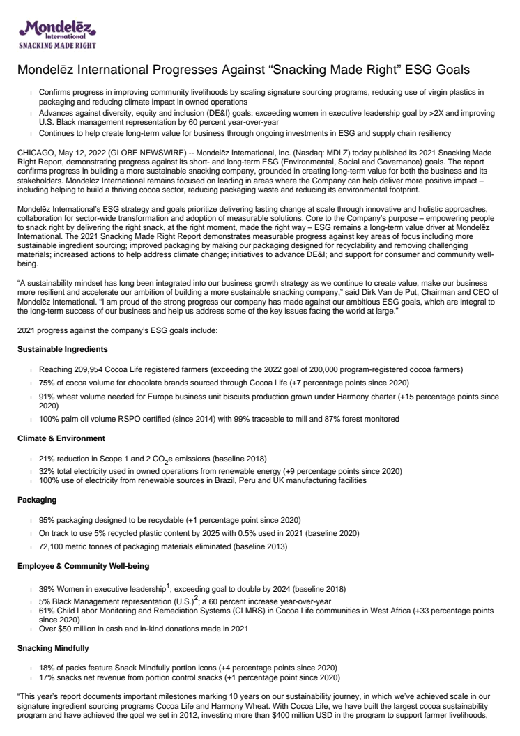 MDLZ SMR 2021 Press Release - Snacking Made Right Report.pdf