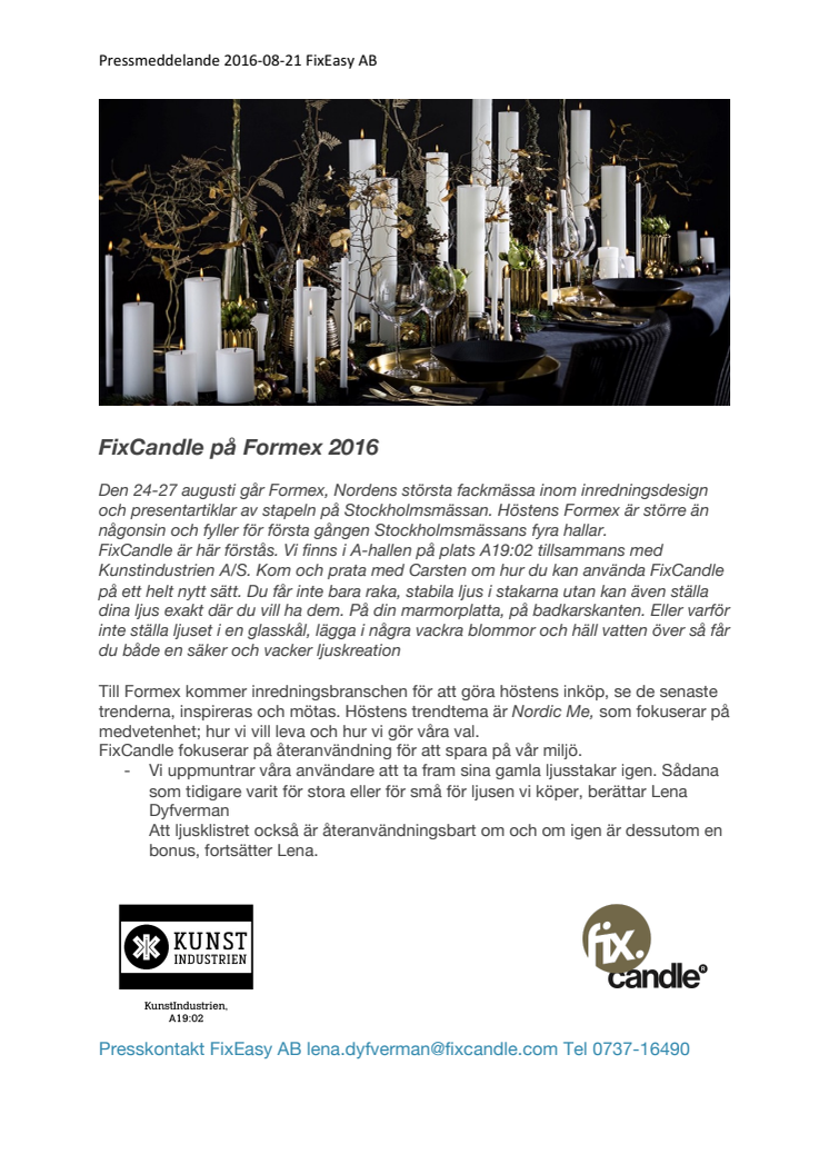 FixCandle på Formex 2016