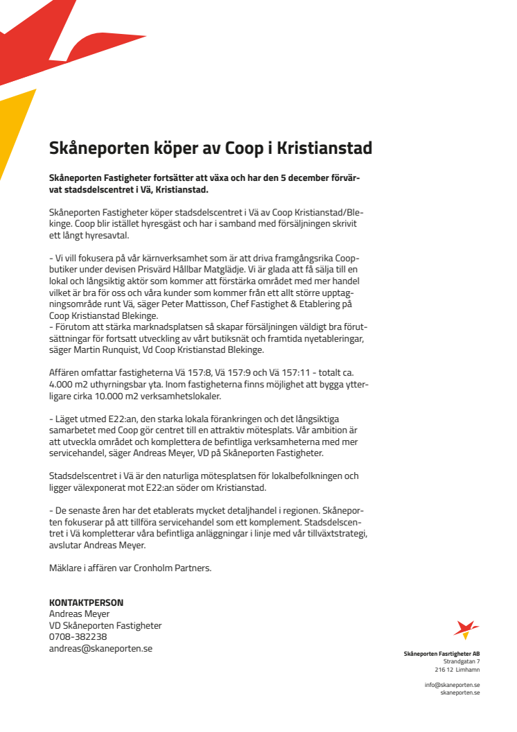 Skåneporten köper av Coop i Kristianstad