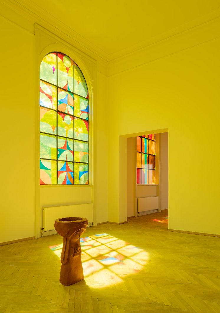 Alexander Tovborg, Church Windows (nature), 2023. Dea Madonna Baptismal Font, 2023.  