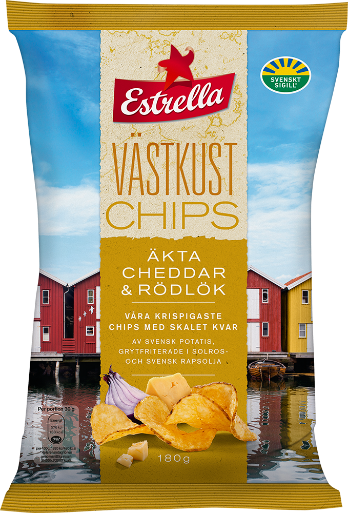 Estrella Västkustchips Cheddar & Rödlök, 2018