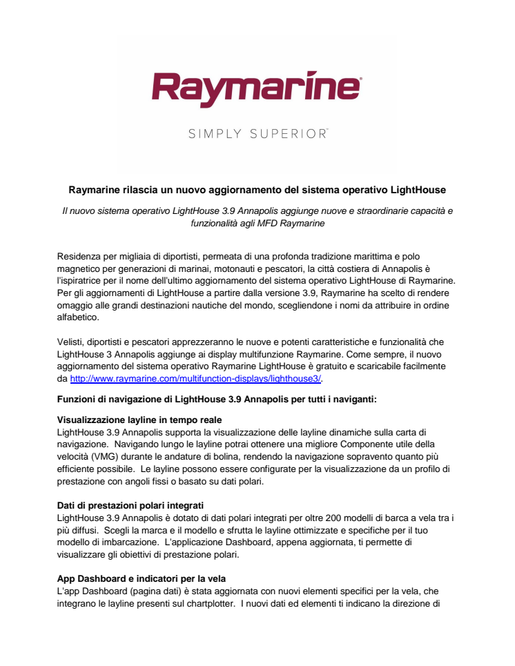 Raymarine Rilascia Un Nuovo Aggiornamento Del Sistema Operativo LightHouse