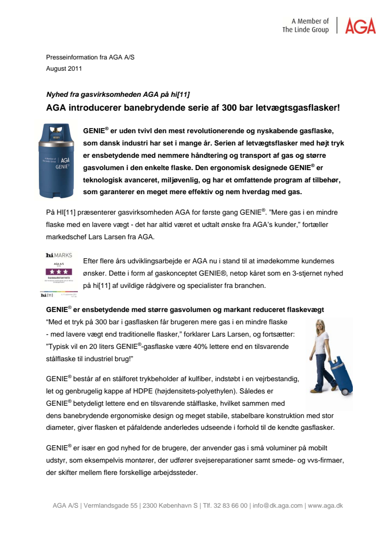 AGA introducerer banebrydende serie af 300 bar letvægtsgasflasker! 