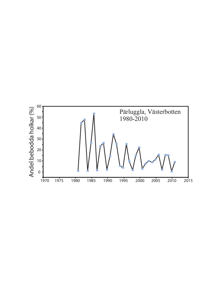 Tidsserie från SLU, andel bebodda pärluggleholkar i Västerbotten