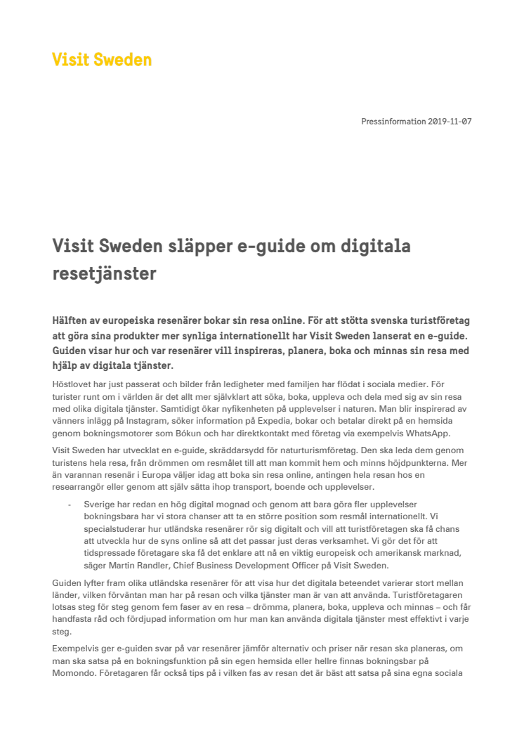 Visit Sweden släpper e-guide om digitala resetjänster 