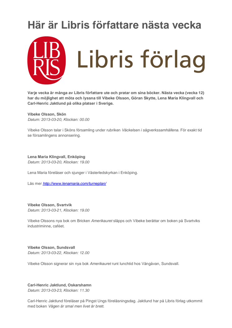 Här är Libris författare nästa vecka