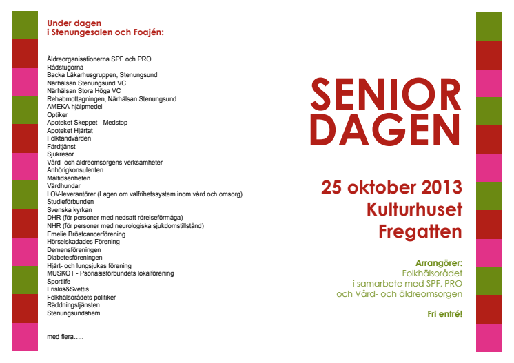 Program seniordagen på Fregatten 25/10