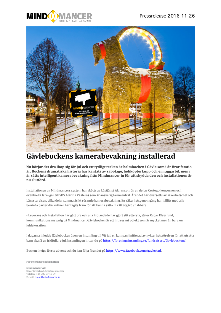 Gävlebockens kamerabevakning installerad