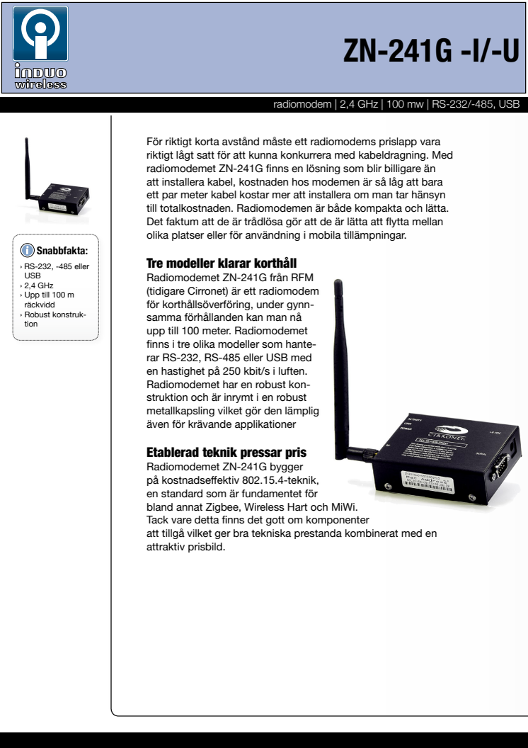 Radiomodem för 2,4 GHz