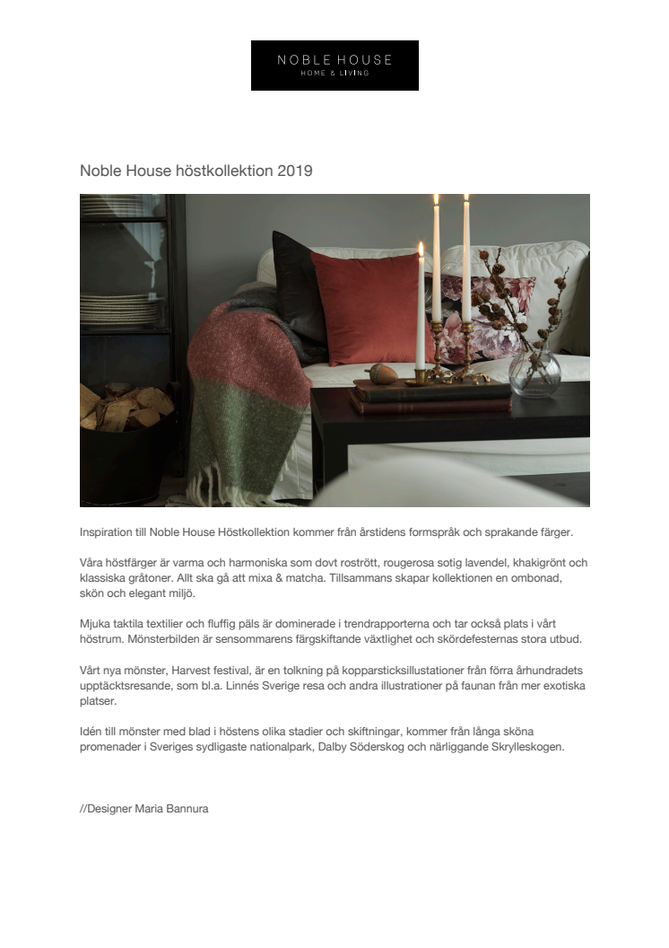 Noble House höstkollektion 2019