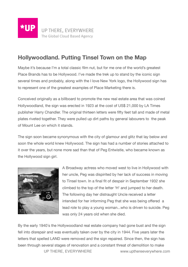 Hollywoodland. Putting Tinsel Town on the Map