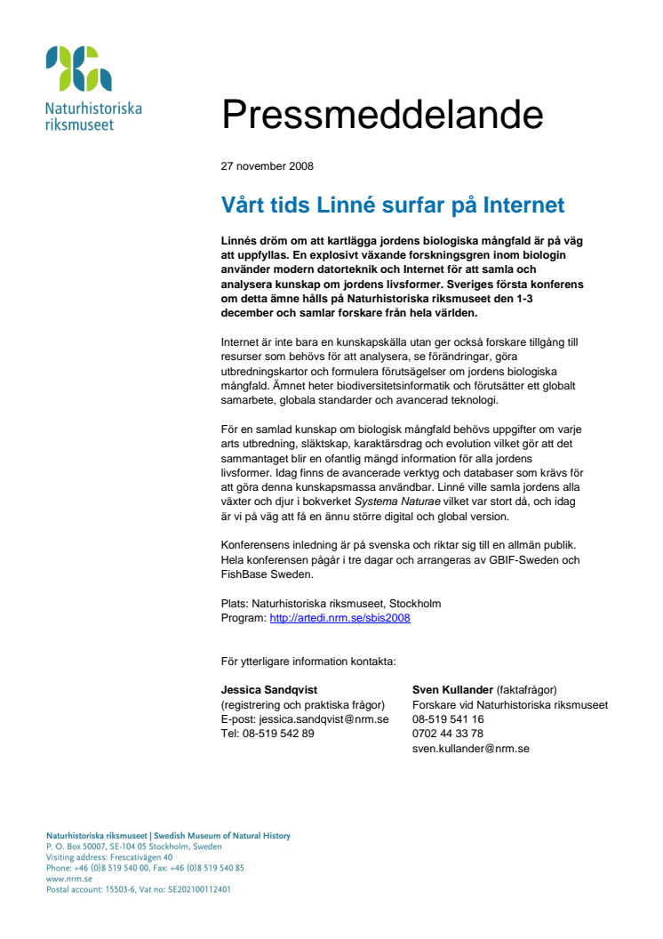 Vårt tids Linné surfar på Internet