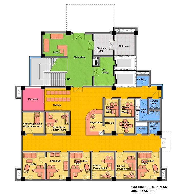 Første etasje på den nye barnepsykiatriske klinikken i Katmandu