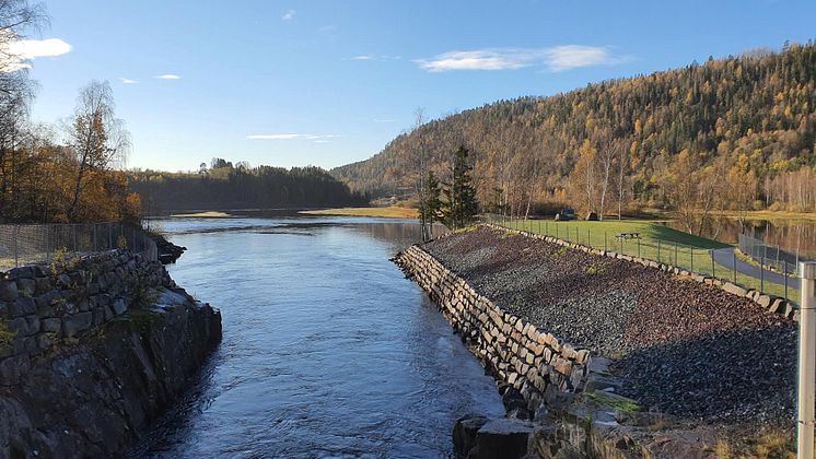Utløpet ved Vittingfoss kraftstasjon våren 2025