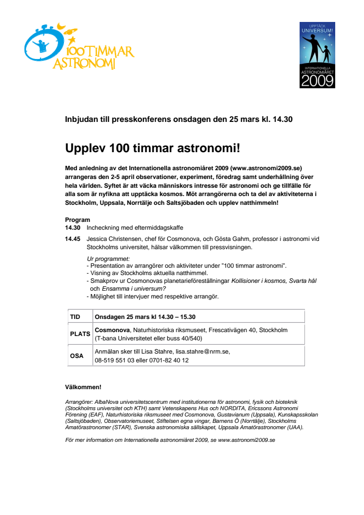 Inbjudan till presskonferens onsdagen den 25 mars kl. 14.30