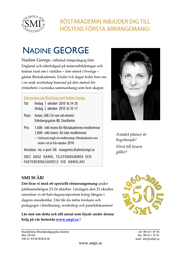 Nadine George gästar SMI:s Röstakademin!
