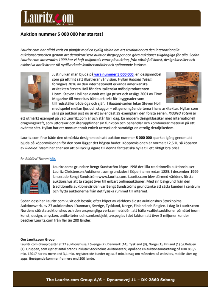 Auktion nummer 5 000 000 har startat!