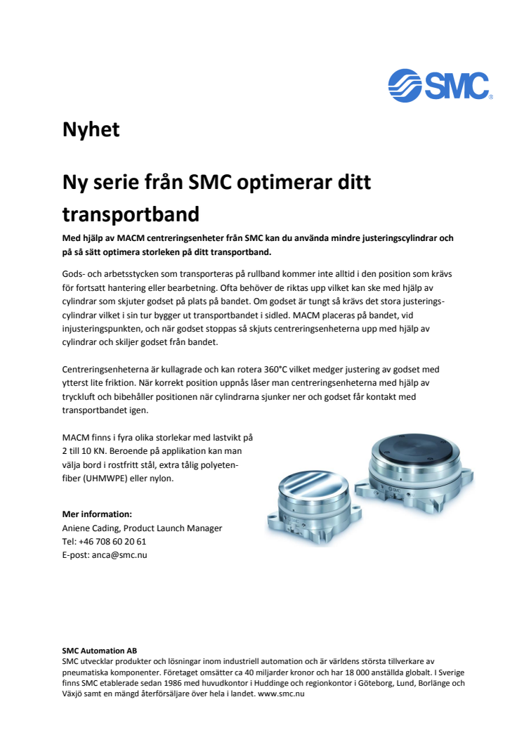 Ny serie från SMC optimerar ditt transportband