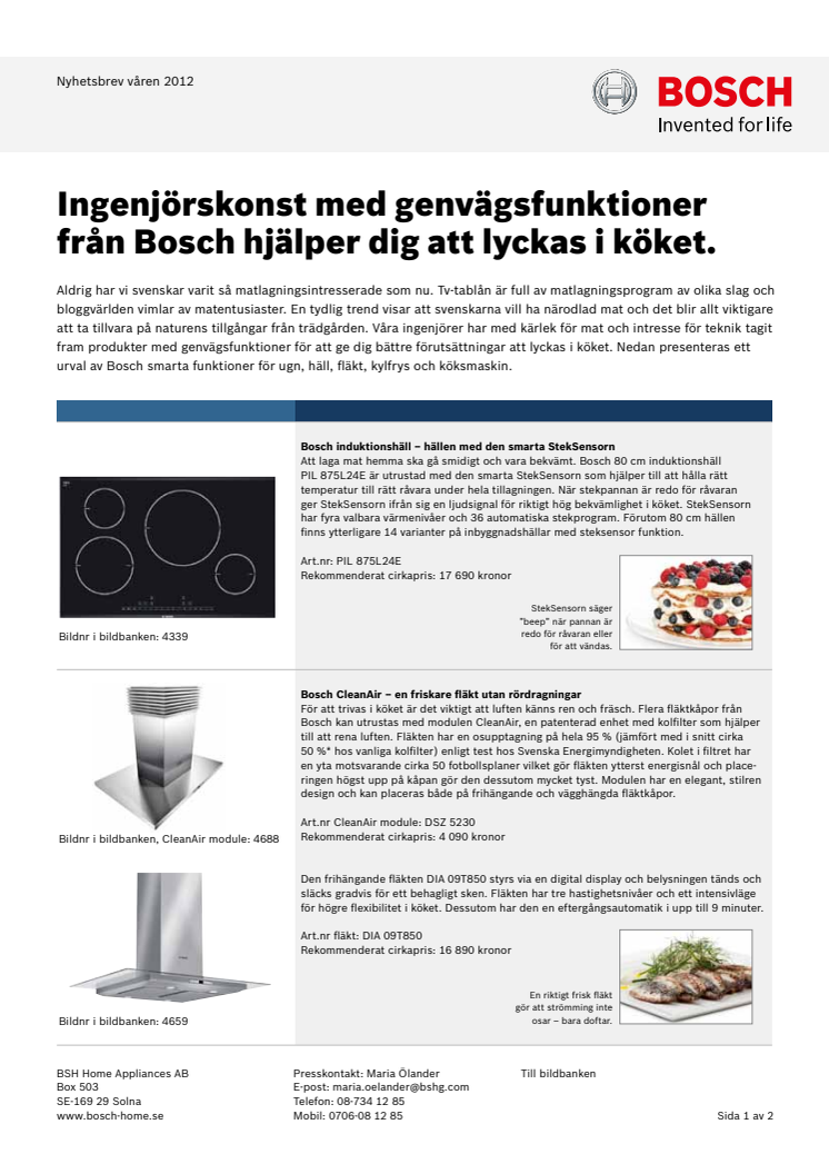 Ingenjörskonst med genvägsfunktioner från Bosch hjälper dig att lyckas i köket