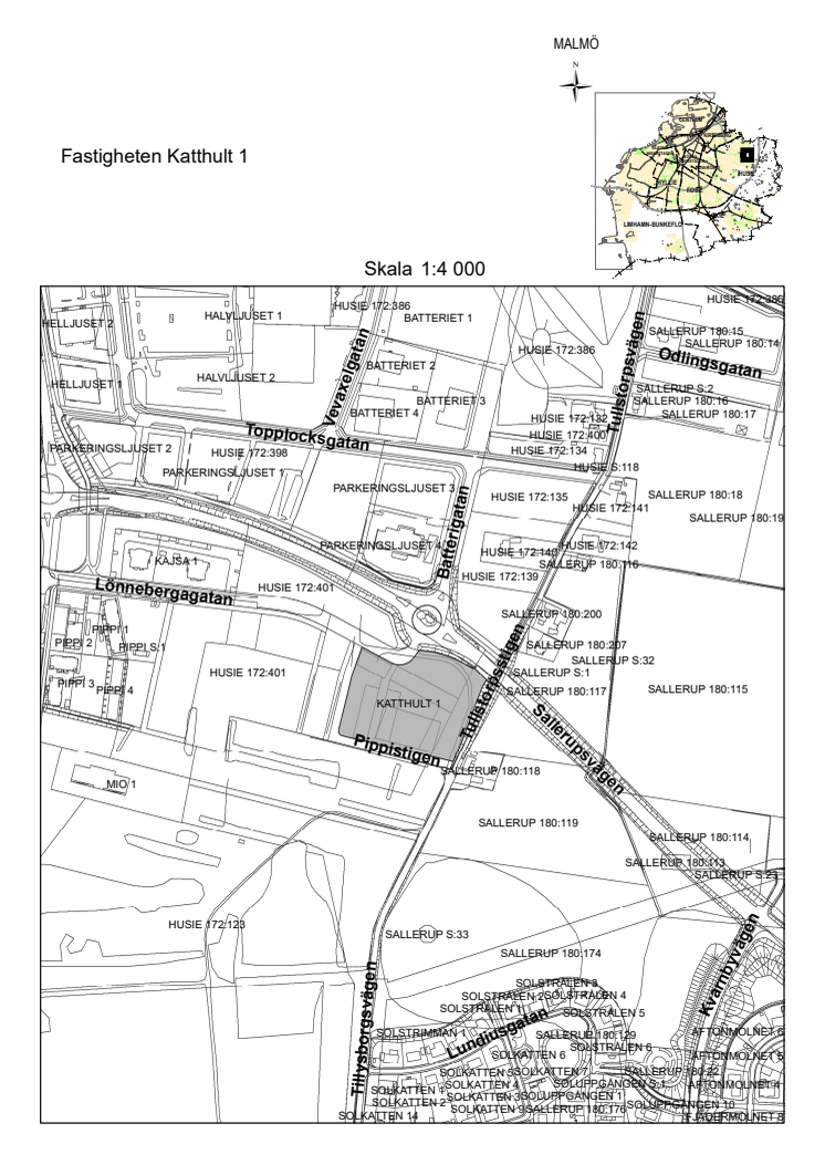 Karta fastigheten Katthult 1, Malmö