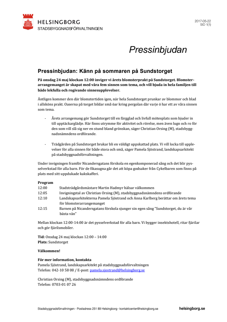 Pressinbjudan: Känn på sommaren på Sundstorget