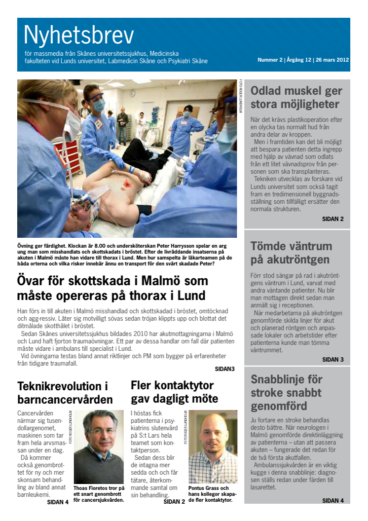Nyhetsbrev 2 2012 från Skånes universitetssjukhus nu ute