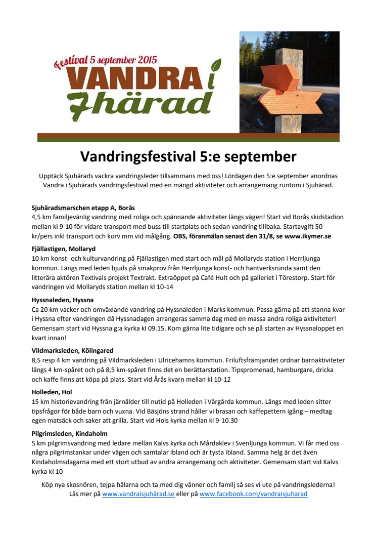 Program för Vandra i Sjuhärad Festival